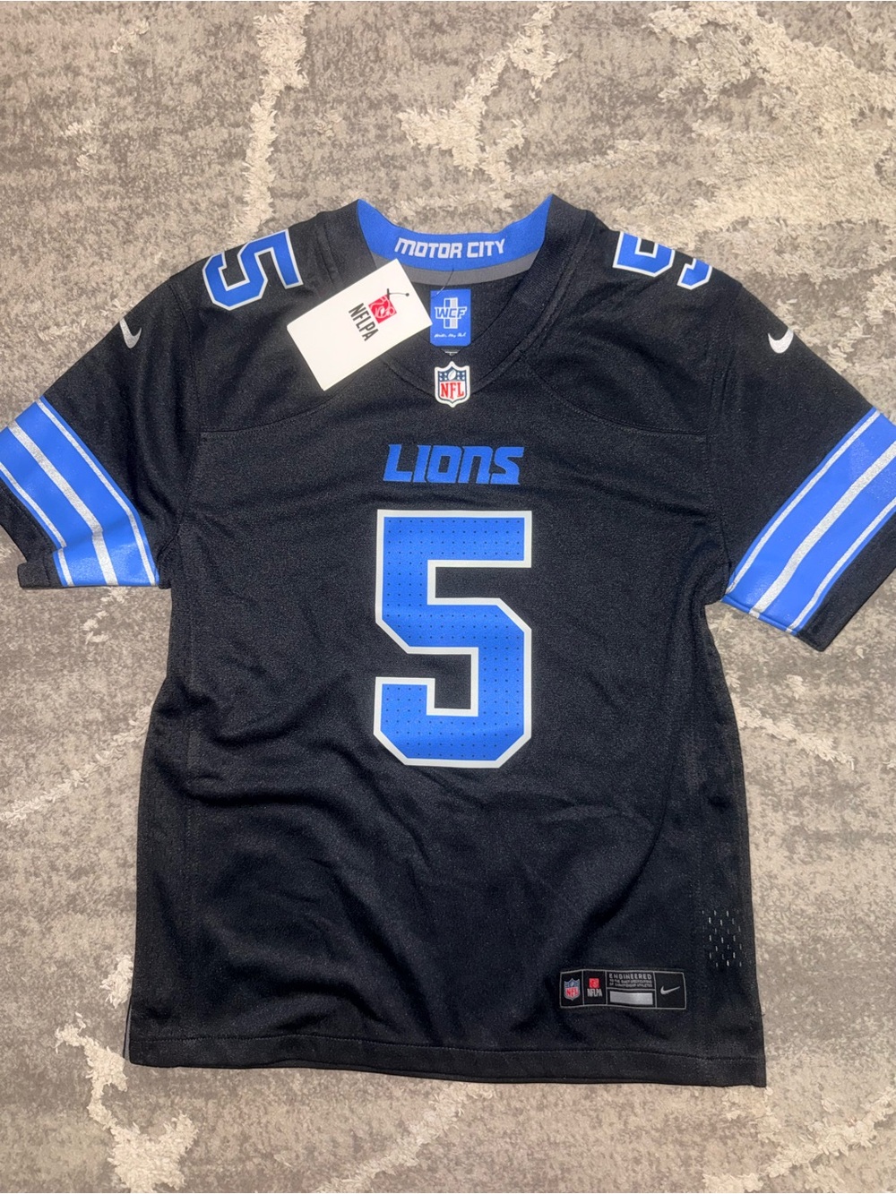 Nike Former Lions David Montgomery #5 Black Jersey Youth M 10-12 NWT